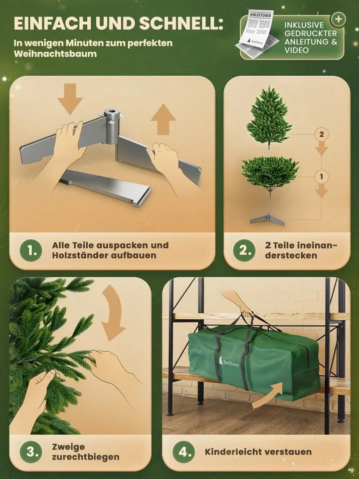 ArtiTree Künstlicher Weihnachtsbaum Nordfichte Premium Naturgetreu - Bild 3