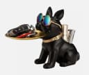 Holz Lichter Französische Bulldogge Figur Schlüssel Schale Schmuck Schwarz Gold Bild 2