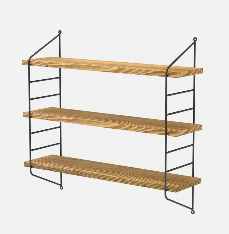 Holz Lichter Wandregal verstellbar rustikal Braun Holz-Metall-Design - Bild 2