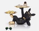 Holz Lichter Französische Bulldogge Figur Schwarz Gold mit Tablett Bild 2