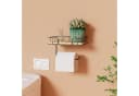 Holz Lichter Toilettenpapierhalter mit Ablage & Feuchttücherbox Holz Metall Bild 1