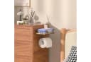 Holz Lichter Toilettenpapierhalter mit Ablage & Feuchttücherbox Holz Metall Bild 4