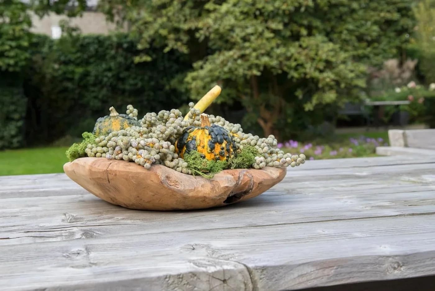 Holz Lichter Teak-Dekoschale Ø 30 cm Massiv Naturbelassen - Bild 3