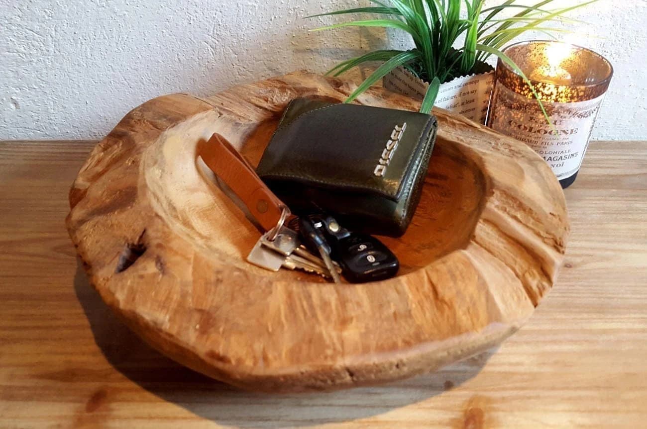 Holz Lichter Teak-Dekoschale Ø 30 cm Massiv Naturbelassen - Bild 4