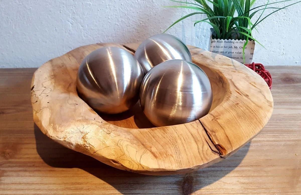 Holz Lichter Teak-Dekoschale Ø 30 cm Massiv Naturbelassen - Bild 5