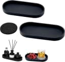 Holz Lichter Dekoschale 2er Set Silikon Schwarz Oval Rutschfest Bild 2