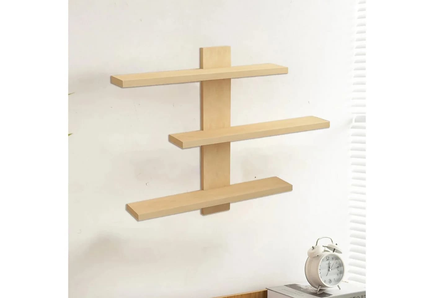 Holz Lichter Wandregal 3-etagig Massivholz