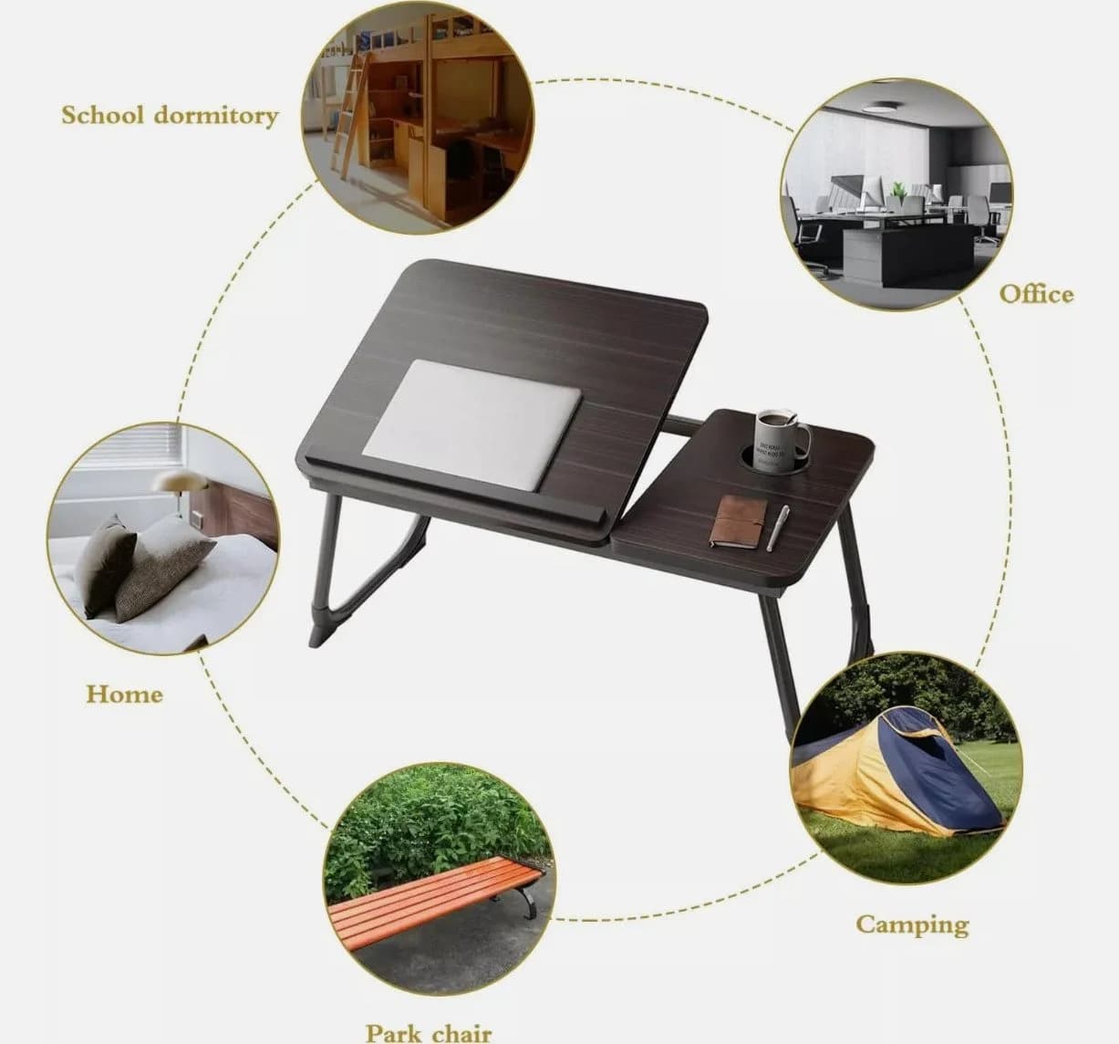 Holz Lichter Laptoptisch, klappbar, mit Kühllöchern - Bild 3