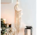 Holz Lichter Makramee Wandbehang Halbmond Boho Wanddeko Bild 2