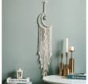 Holz Lichter Makramee Wandbehang Halbmond Boho Wanddeko Bild 3