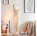 Holz Lichter Makramee Wandbehang Halbmond Boho Wanddeko Bild 4