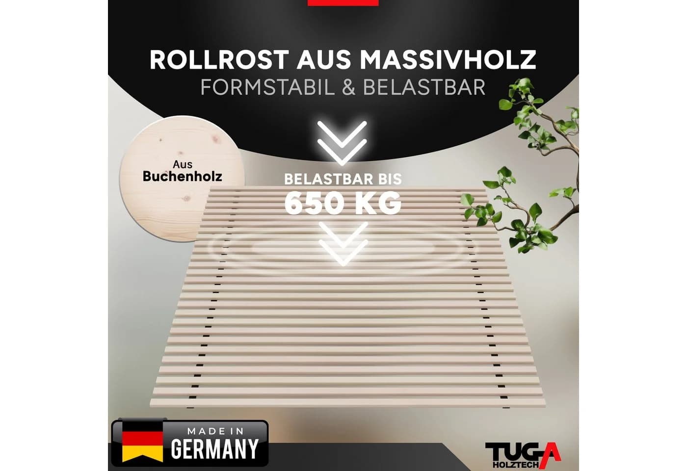 TUGA-Holztech Rollrost Buchen-Massivholz