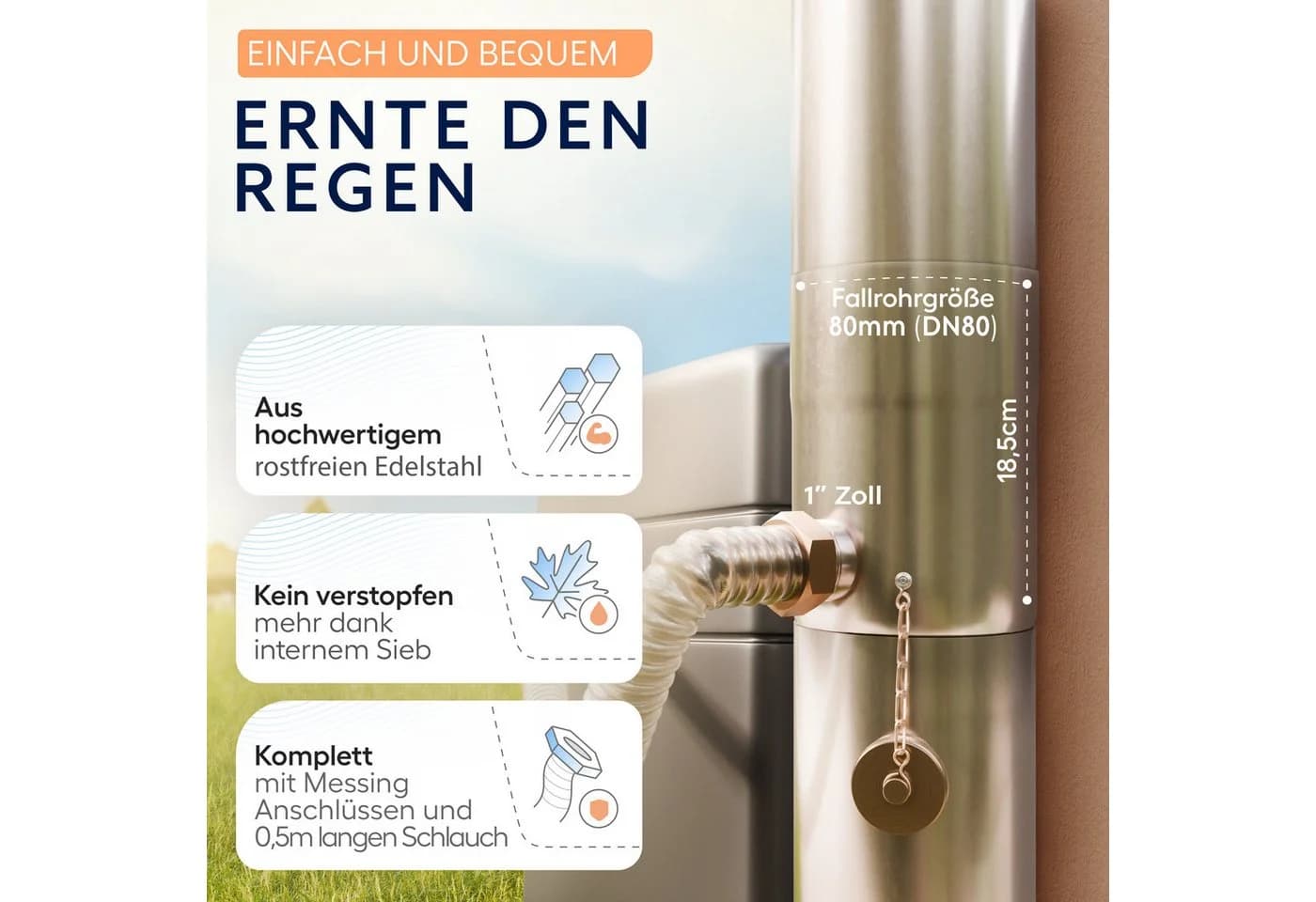 Drei Eichen Regentonnenfüllautomat Regenwassersammler Edelstahl
