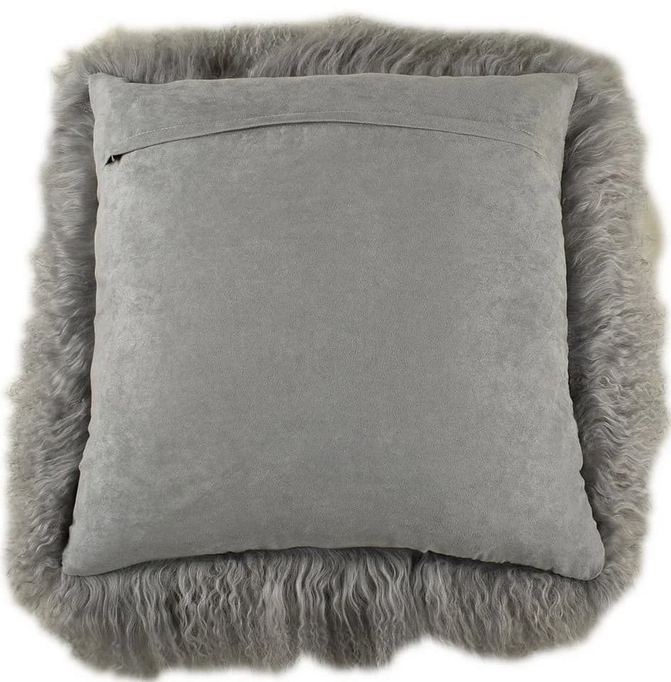 KUHFELL NOMAD Tibet Lammfell Kissenbezug Grau Schwarz Braun