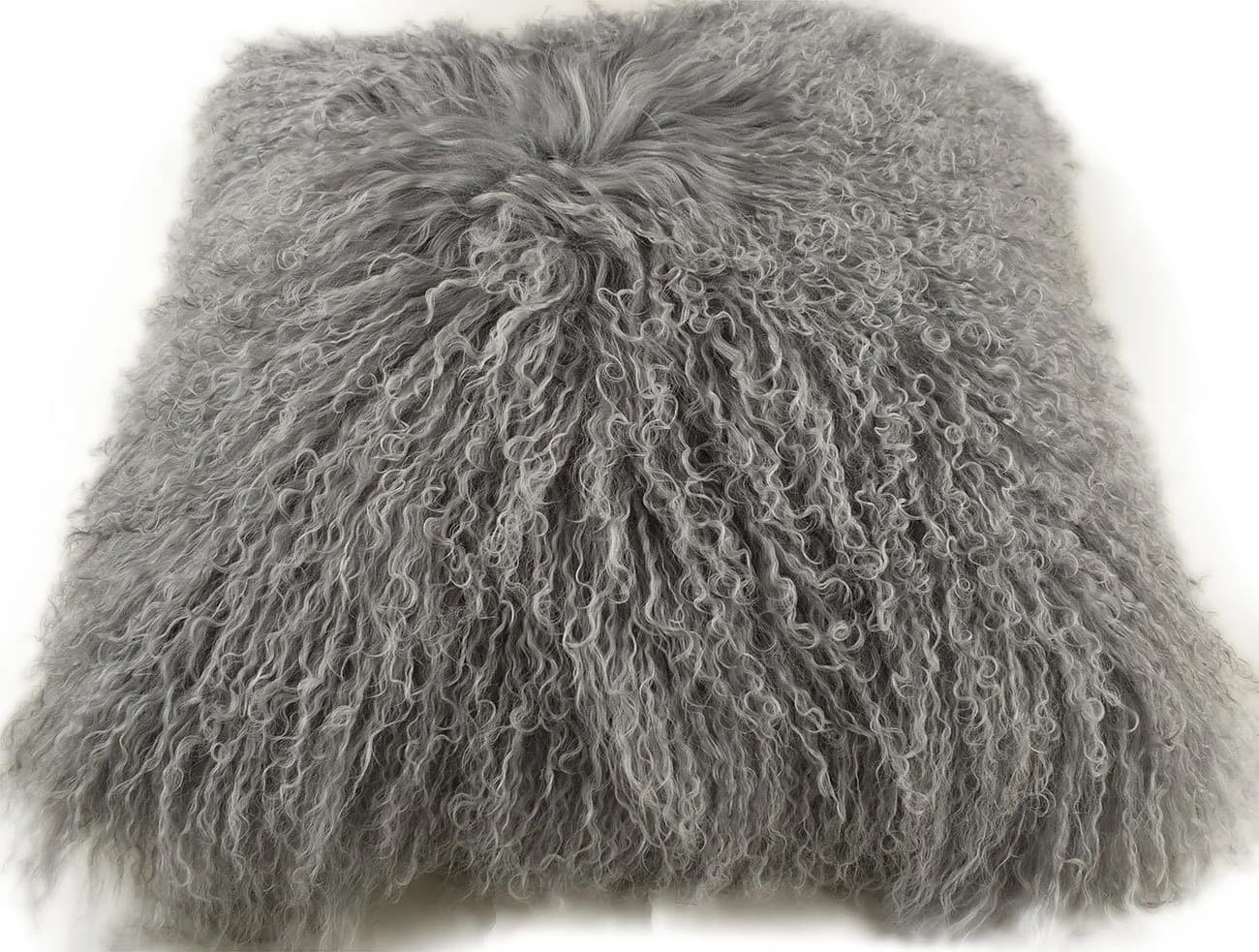 KUHFELL NOMAD Tibet Lammfell Kissenbezug Grau Schwarz Braun - Bild 3