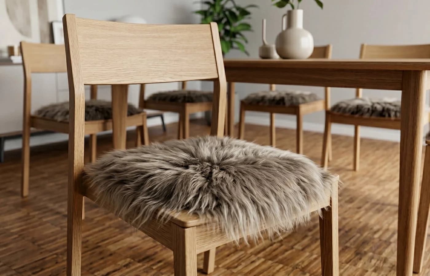 KUHFELL online & NOMAD Stuhlkissen Lammfell Natur 37 x 37 cm Echtes Schaffell - Bild 2