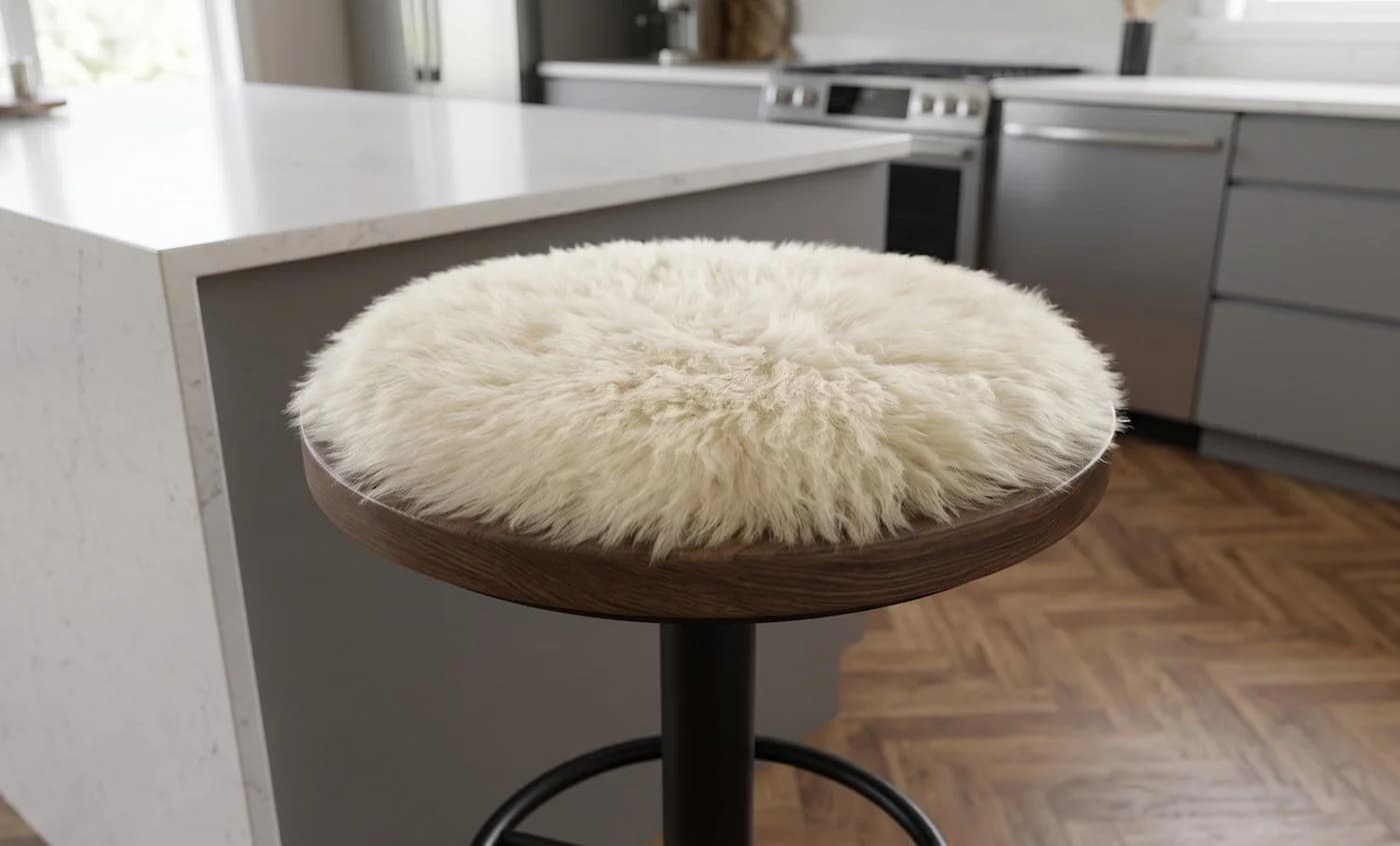 KUHFELL online & NOMAD Stuhlkissen Lammfell rund 35cm weiß - Bild 2