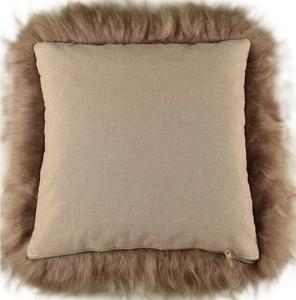 KUHFELL online & NOMAD Lammfell-Kissenbezug Taupe - Bild 4