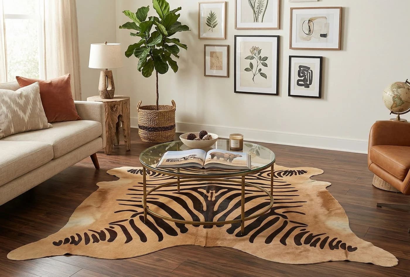 KUHFELL online & NOMAD Fellteppich Kuhfell creme weiß mit Zebra Print - Bild 2