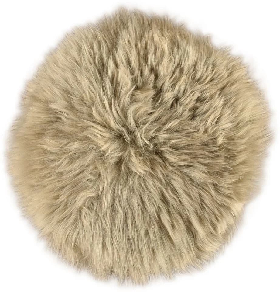 KUHFELL online & NOMAD Stuhlkissen Echtes Lammfell 40cm Rund Taupe - Bild 5
