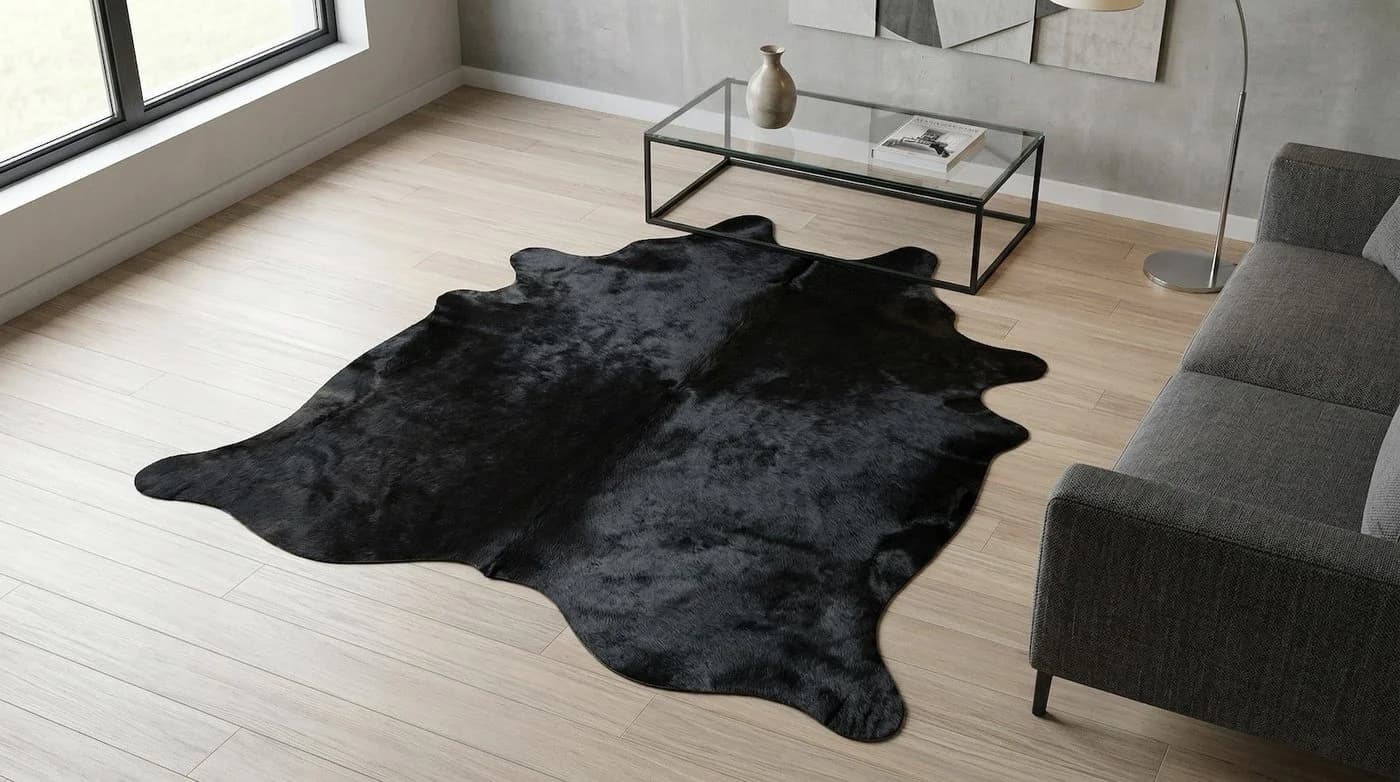 KUHFELL online & NOMAD Fellteppich Schwarz 230x200 cm Rinderfell - Bild 5