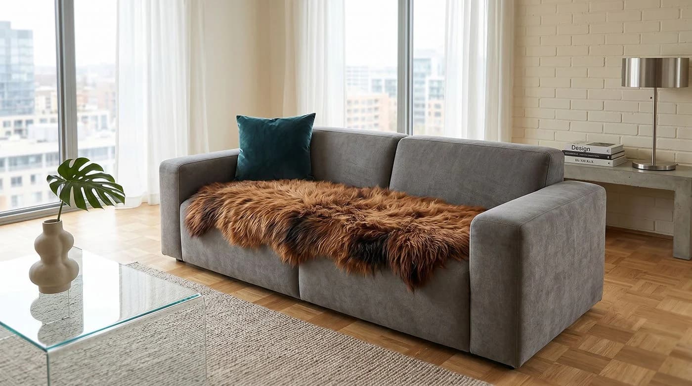 KUHFELL NOMAD Fellteppich Island Lammfell 180x60 cm Rotbraun - Bild 3