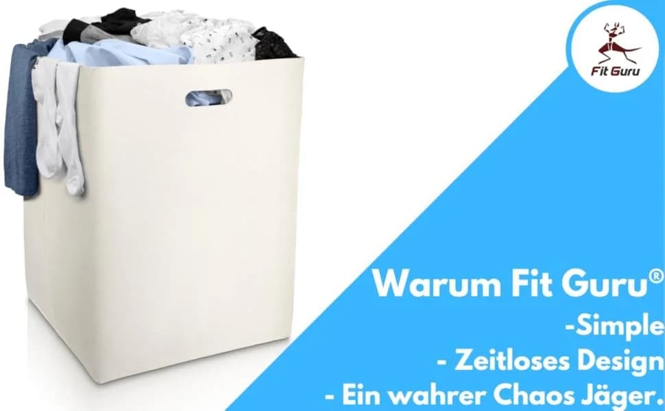 Fit Guru Faltbarer Wäschekorb aus Filz Schwarz 120 Liter - Bild 3