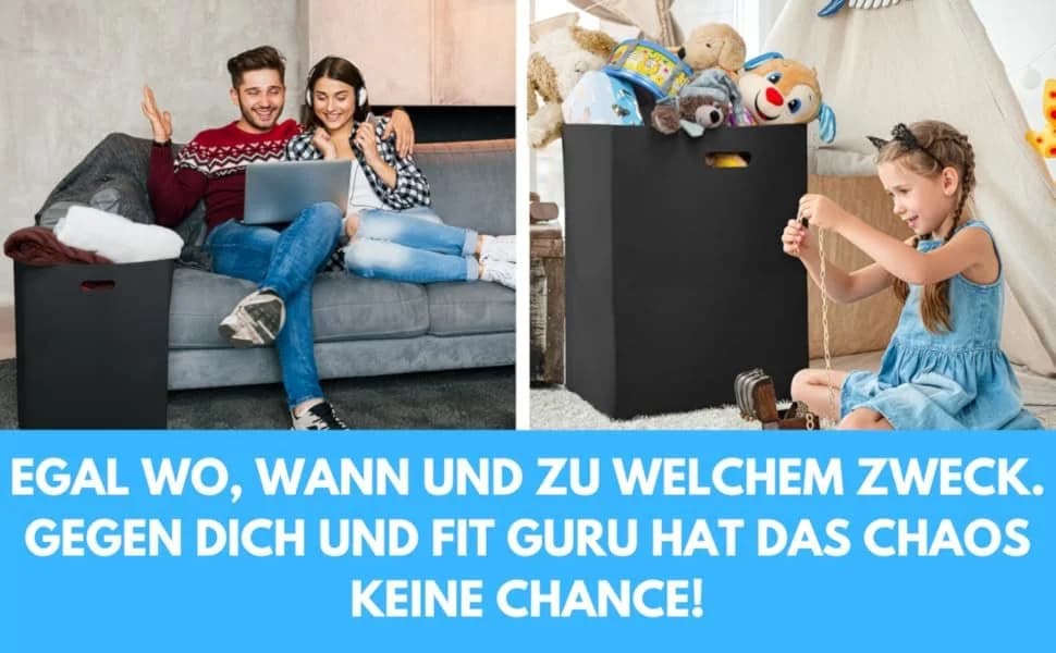 Fit Guru Faltbarer Wäschekorb aus Filz Schwarz 120 Liter - Bild 5