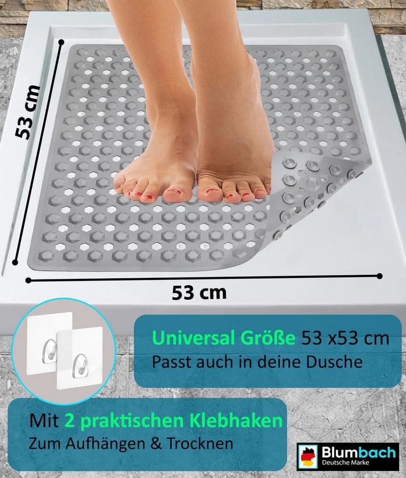 Blumbach Duschmatte Grau Antirutsch Diamant 53x53cm - Bild 3