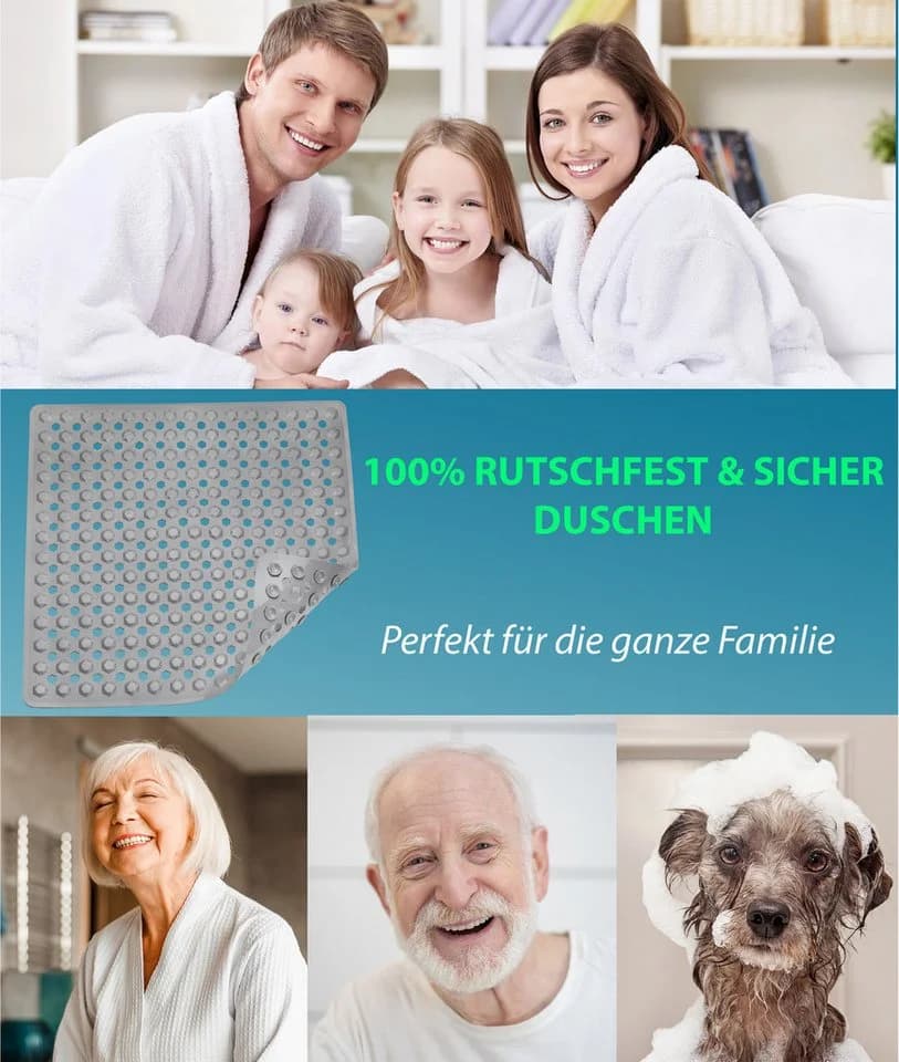Blumbach Duschmatte Grau Antirutsch Diamant 53x53cm - Bild 5