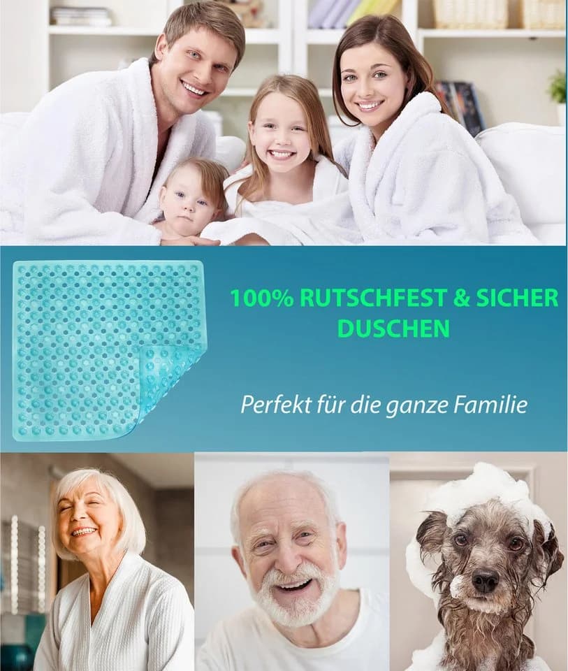 Blumbach Duschmatte Antirutschmatte Diamant Türkis Transparent - Bild 5