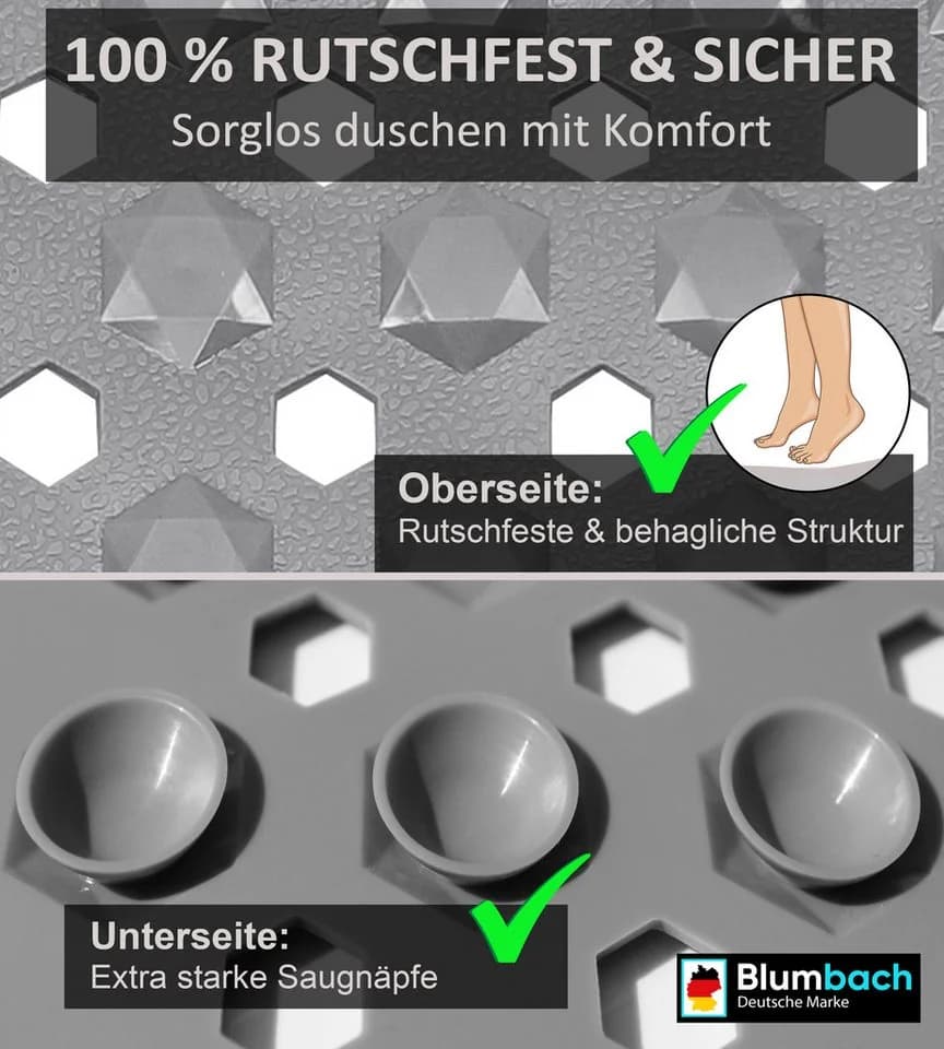 Blumbach Wanneneinlage Badewannenmatte rutschfest grau