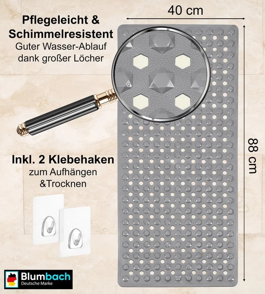Blumbach Wanneneinlage Badewannenmatte rutschfest grau - Bild 3