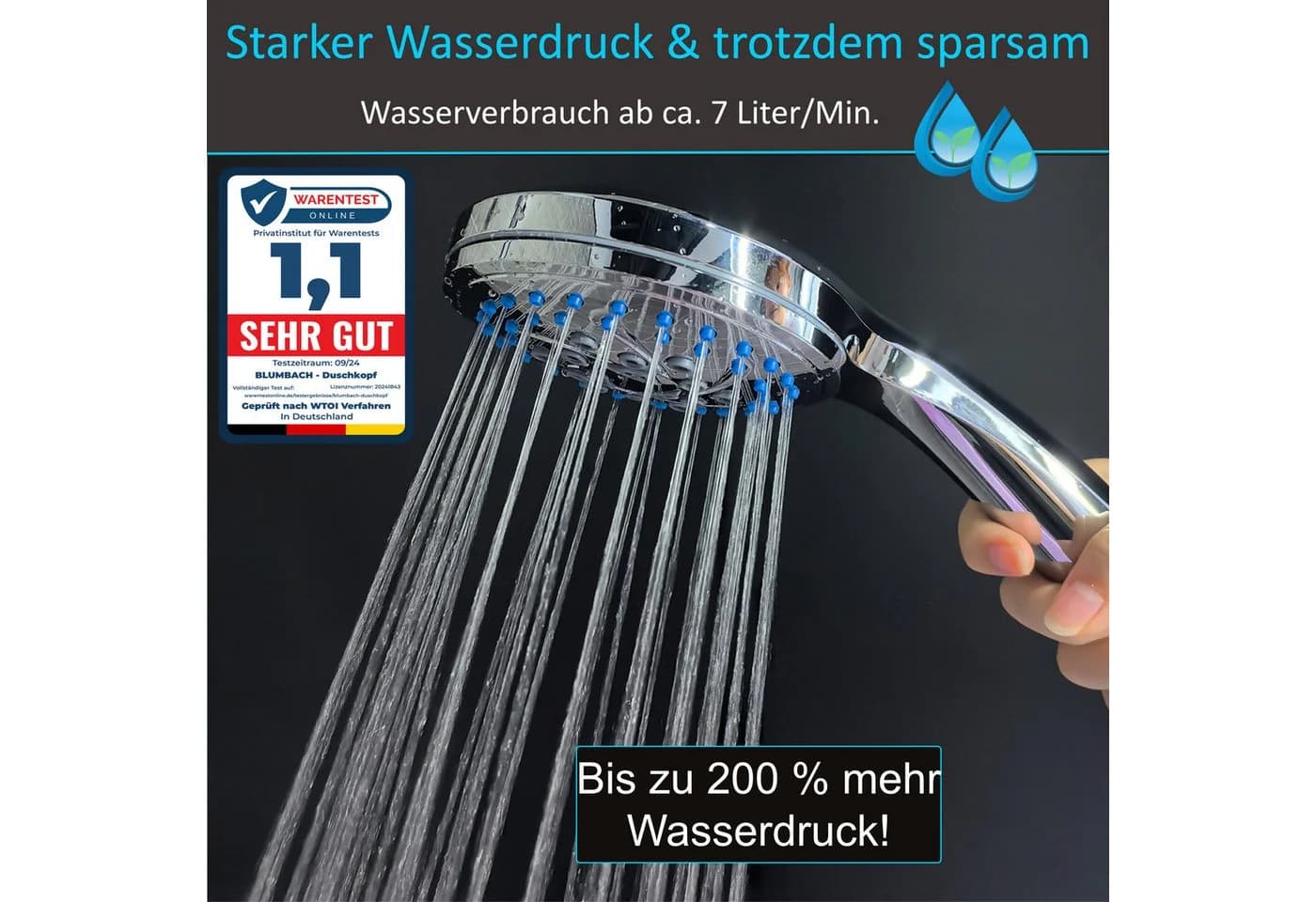 Blumbach Energy Rain Hochdruck Duschkopf 9 Strahlarten - Bild 4