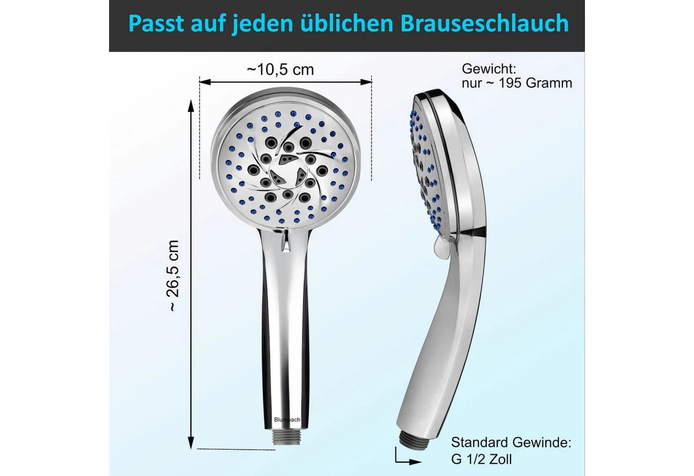 Blumbach Energy Rain Hochdruck Duschkopf 9 Strahlarten - Bild 5