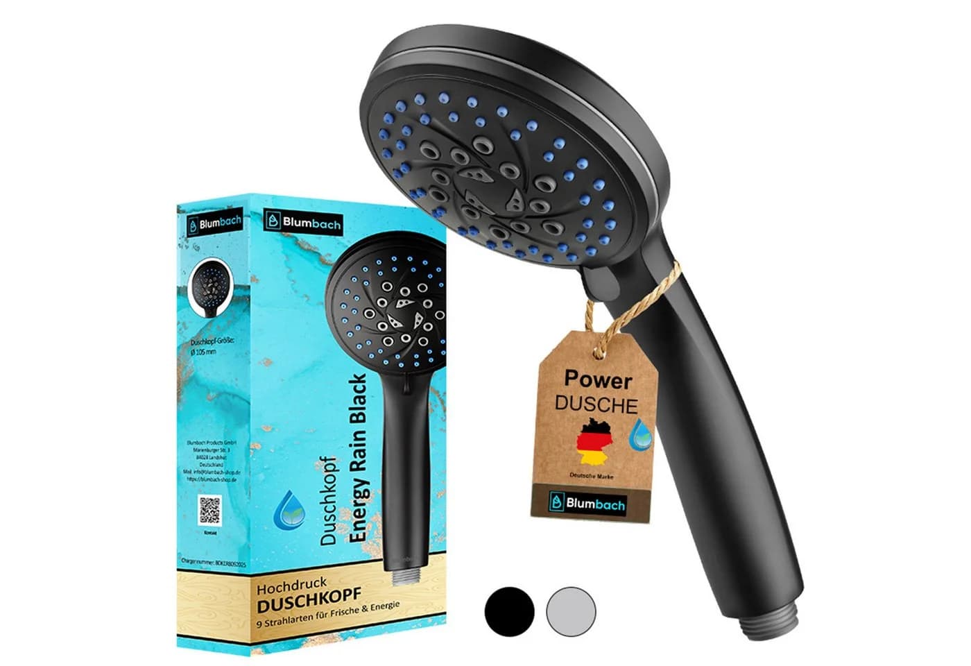 Blumbach Energy Rain Hochdruck Duschkopf Wassersparend 9 Strahlarten - Bild 2