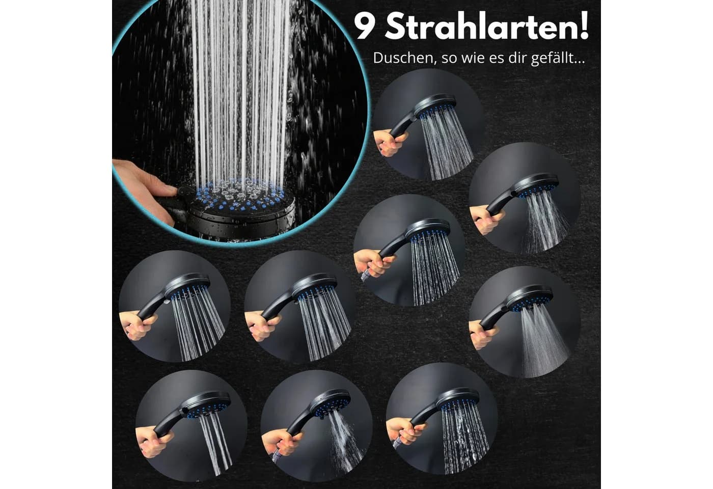 Blumbach Energy Rain Hochdruck Duschkopf Wassersparend 9 Strahlarten - Bild 3