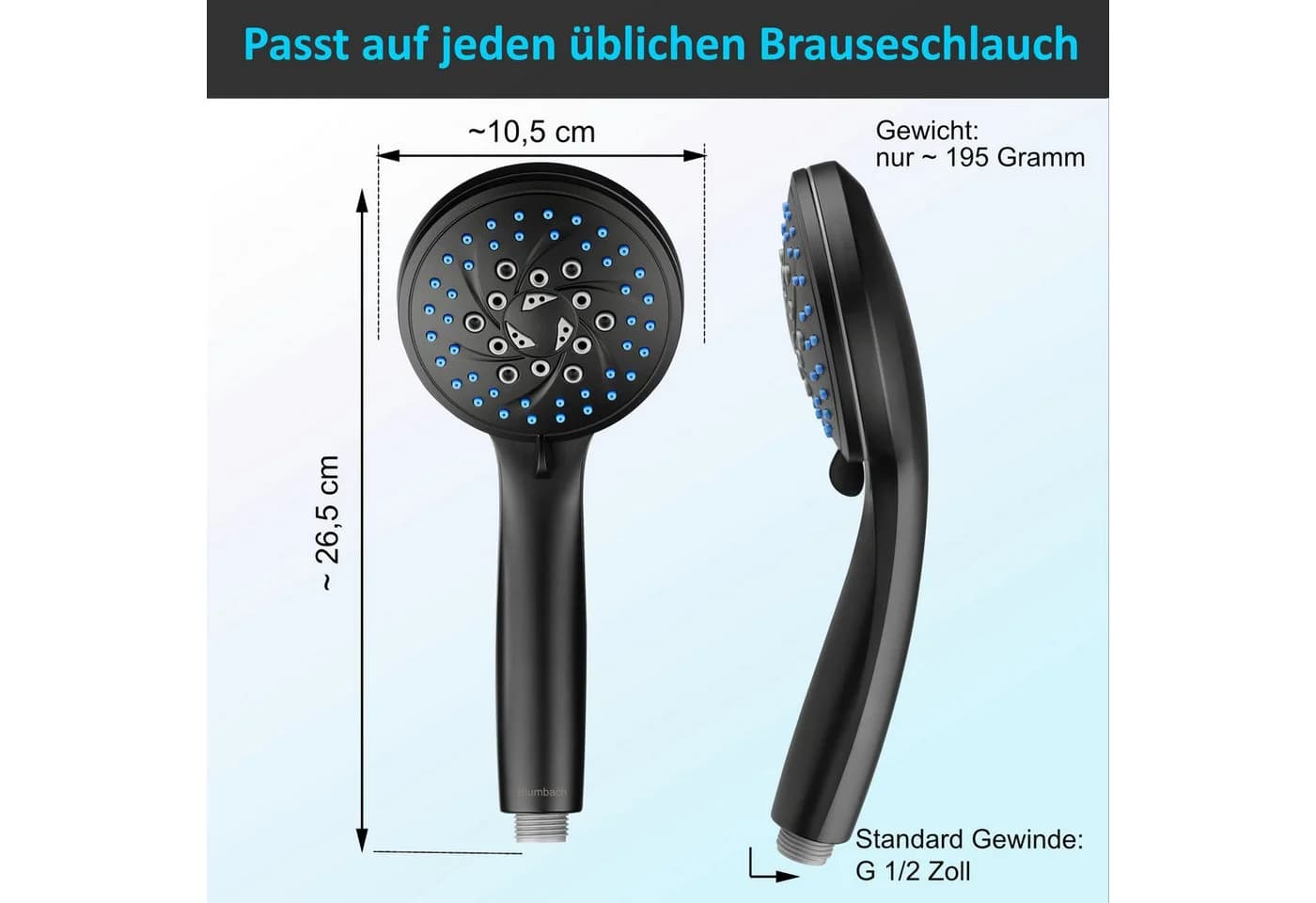 Blumbach Energy Rain Hochdruck Duschkopf Wassersparend 9 Strahlarten - Bild 5
