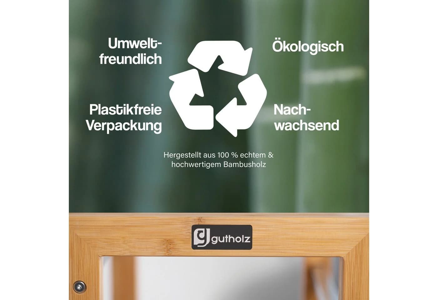 gutholz Getränkekistenregal Bambus & Edelstahl für 3 Kisten - Bild 4