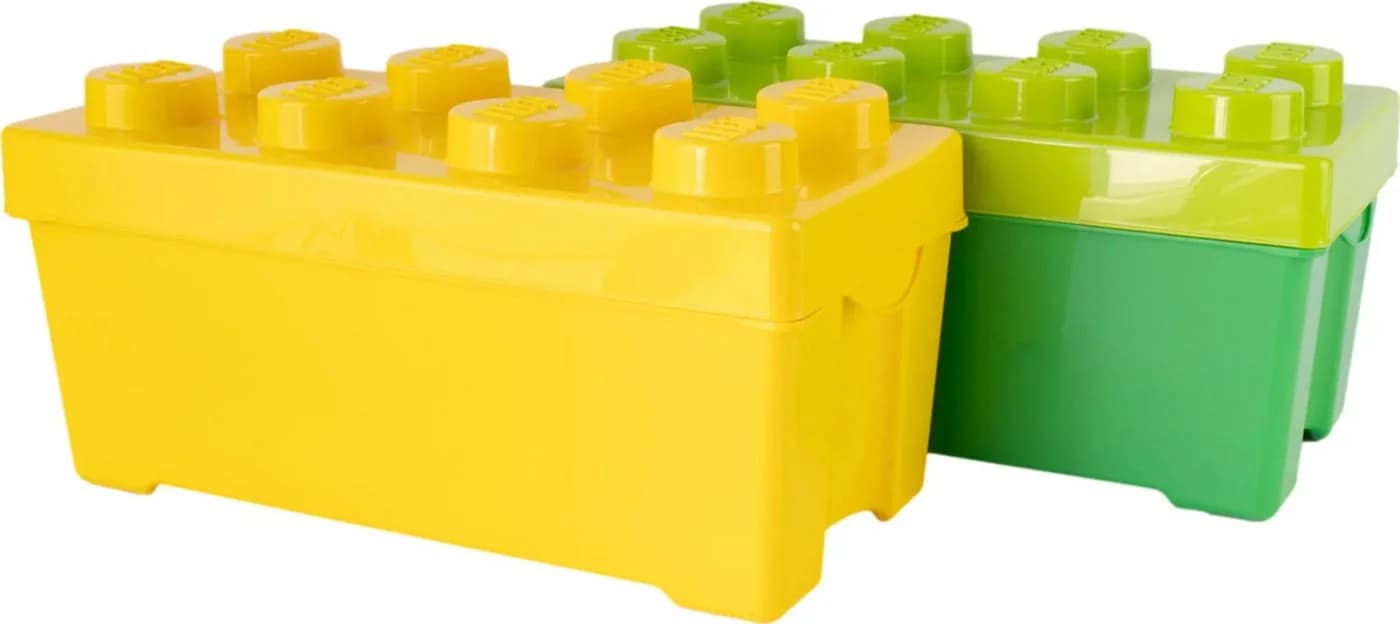 LEGO® 2 Aufbewahrungsboxen Mittelgroß Grün + Gelb Stapelbar