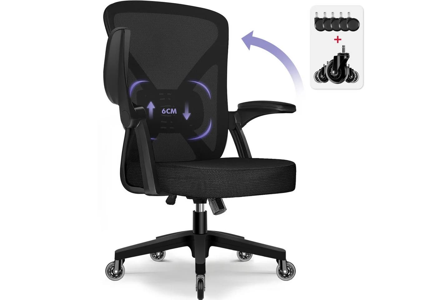 Hiazurm Bürostuhl Schwarz Ergonomisch Mesh mit Wippfunktion - Bild 2