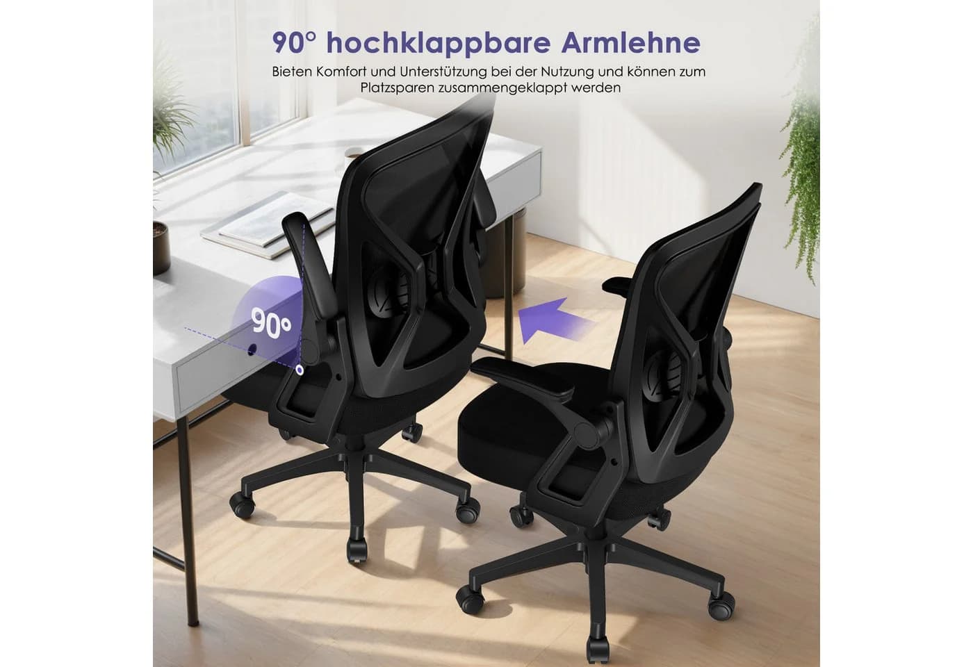 Hiazurm Bürostuhl Schwarz Ergonomisch Mesh mit Wippfunktion - Bild 5