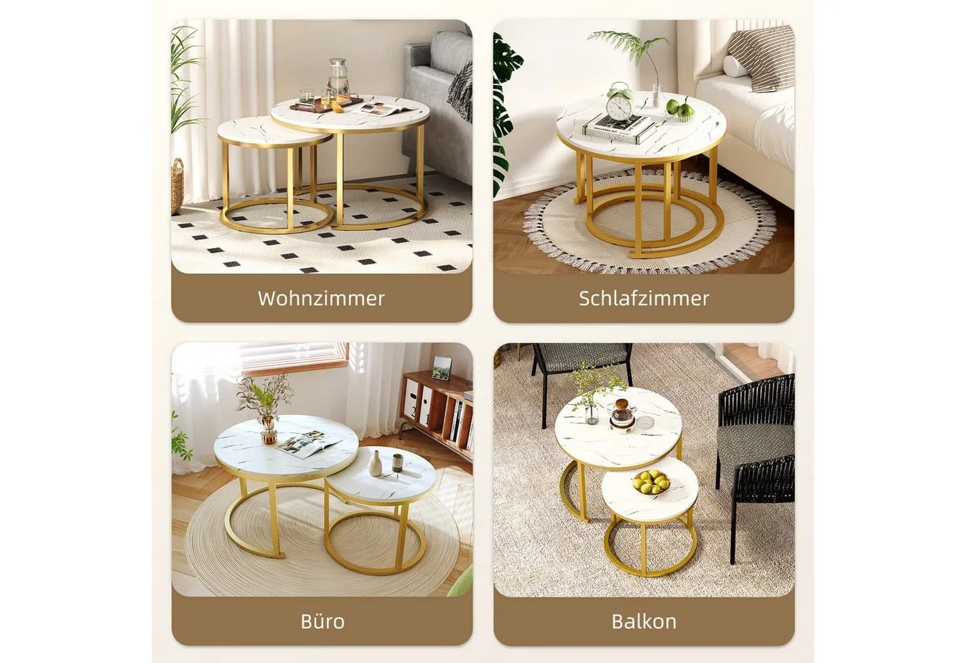 Hiazurm Couchtisch 2er Set Marmoroptik Schwarz - Bild 4