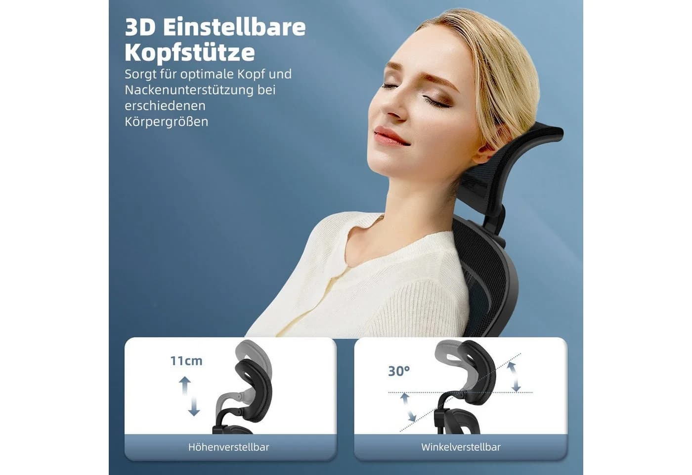Hiazurm Bürostuhl Ergonomisch Schwarz Verstellbare Armlehne