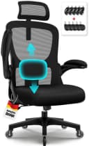 Hiazurm Bürostuhl mit 5D-Lendenwirbelstütze, Kopfstütze & Wippfunktion Schwarz Bild 2