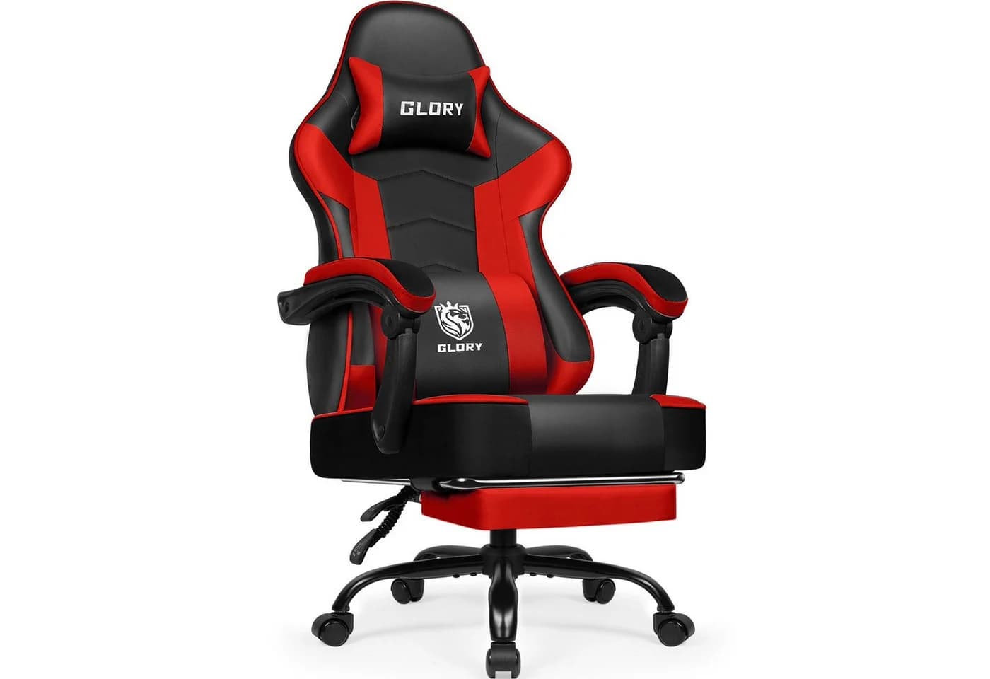 Hiazurm Gaming-Stuhl Ergonomisch mit Fußstütze & Wippfunktion bis 170° Rot - Bild 2