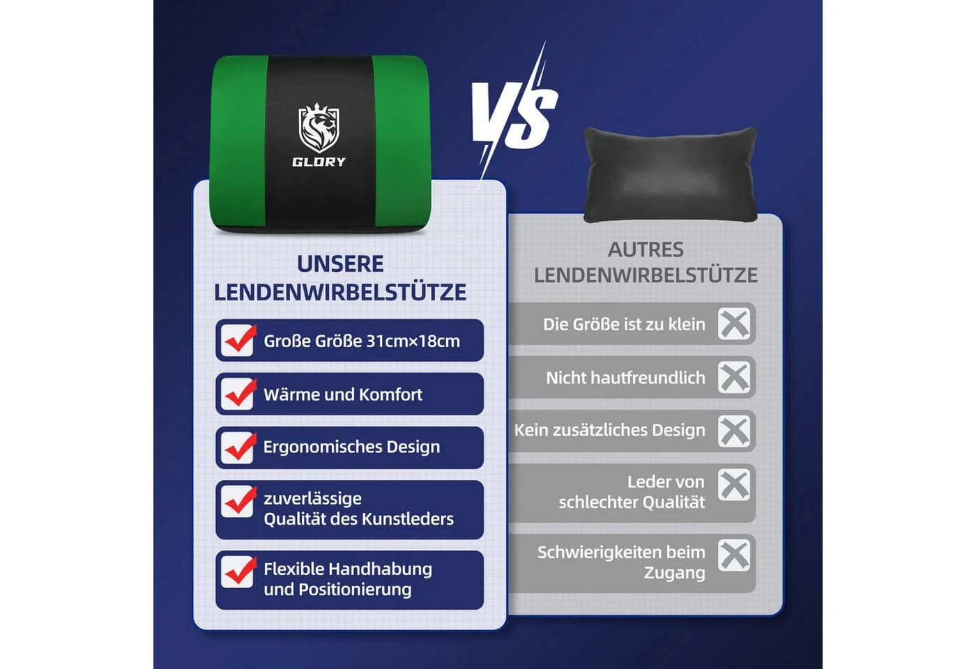 Hiazurm Gaming-Stuhl Ergonomisch Grün Fußstütze 150kg - Bild 5
