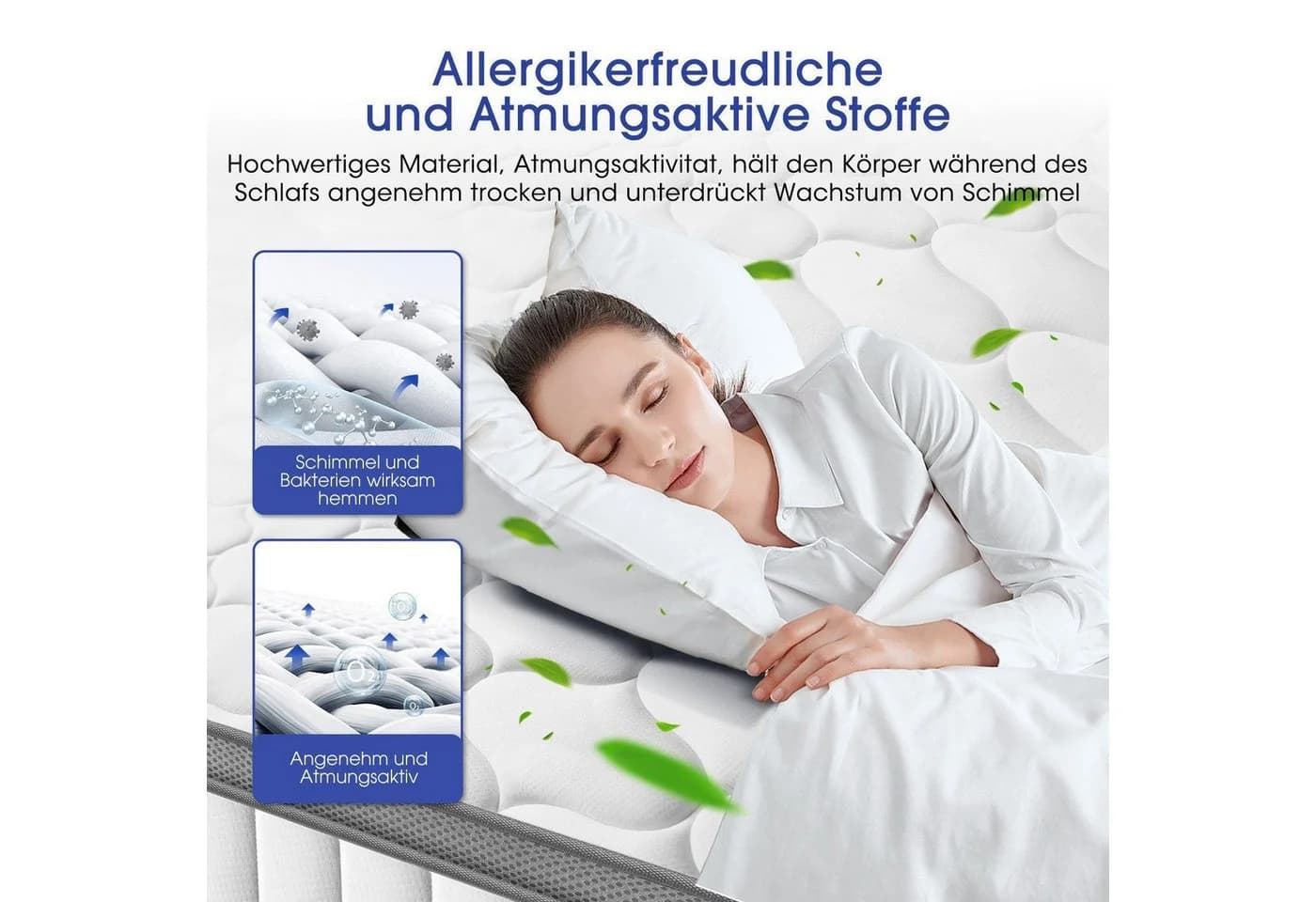 Taschenfederkernmatratze 7-Zonen H3 90x200cm mit Topper - Bild 5