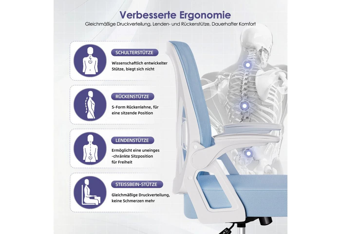 Hiazurm Bürostuhl Schwarz Ergonomischer Chefsessel mit Mesh-Rückenlehne