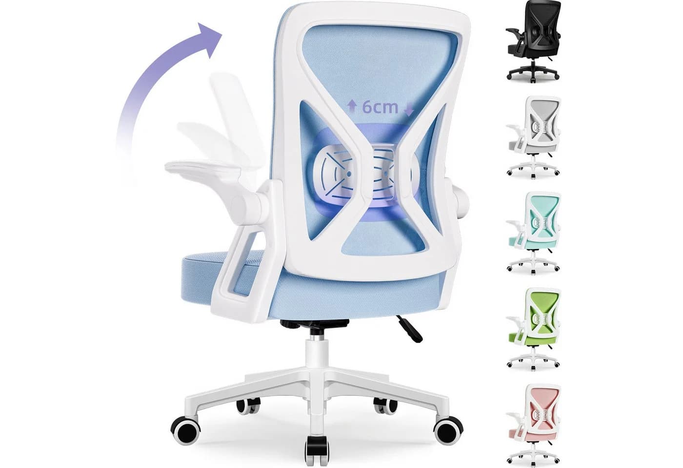 Hiazurm Bürostuhl Schwarz Ergonomischer Chefsessel mit Mesh-Rückenlehne - Bild 2